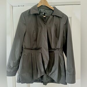 Sandro Studio Ruffle Trench Jacket Blazer – Pleated Back, Elegant & Chic